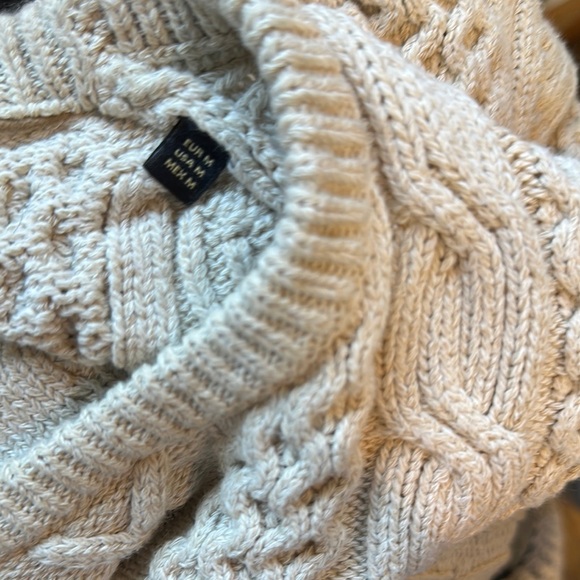 Massimo Dutti Cream Crewneck Sweater with Cable Knit Design - Picture 5 of 5